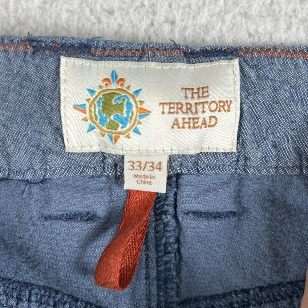 The Territory Ahead Pants Mens 33x31 Blue Corduroy Stretch Chino 5-Pocket Casual